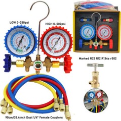 3 Ways Manifold Gauge Set for AC Refrigeration Charging Hose R134A R22 R12 R502