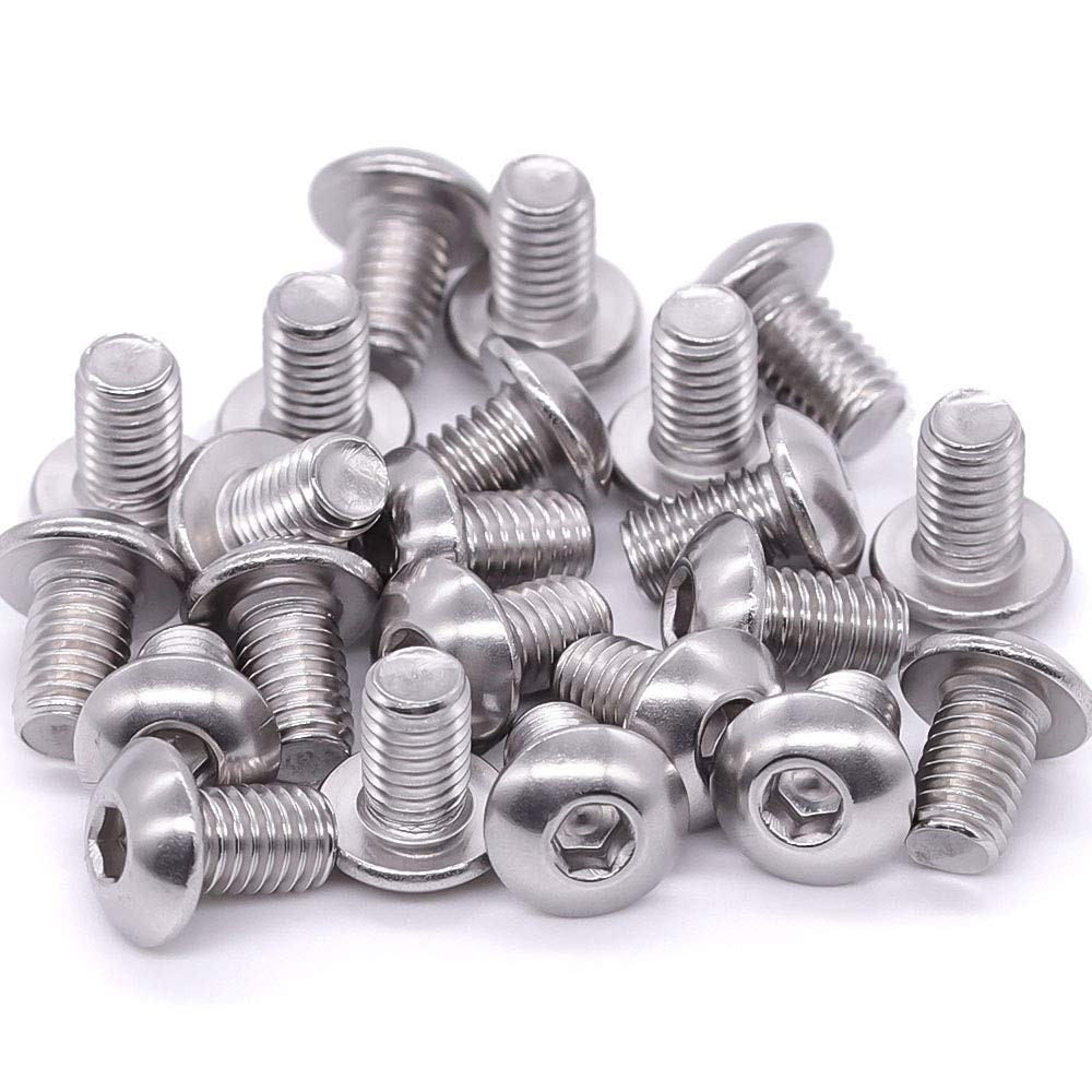 M6-1.0 x 10mm Button Head Socket Cap Screws 304 Stainless M6 x 10mm, Silver