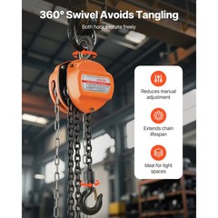 Uimoso Manual Chain Hoist 0.5T/1100 lbs Capacity 10 ft Lift w/Durable G80 Chain
