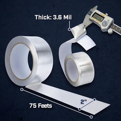 Bates- Aluminum Foil Tape, 2 Inch x 25 Yard, 3.6 Mil, HVAC Heat Tape for Ductwor