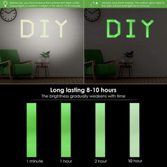 MALENOO Glow in The Dark Tape 0.5 Inch x 16 ft Green x 16 ft,