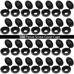 100 Pieces Hinged Screw Cover Caps Plastic Shutter Fold Screw Snap Covers Washer