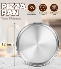 Yuiicaov Stainless Steel Pizza Pan 12 inch, for 12 Silver