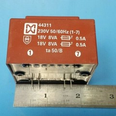 Transformer MYRRA, 44311, Primary : 230V 50/60Hz, Secondary : 18V 8VA – 18V 8VA