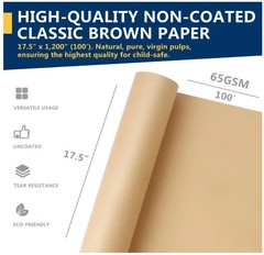 17.5″ x 1200” Brown Kraft Paper 50 lb Basis Thick Roll Packaging Shipping NEW**