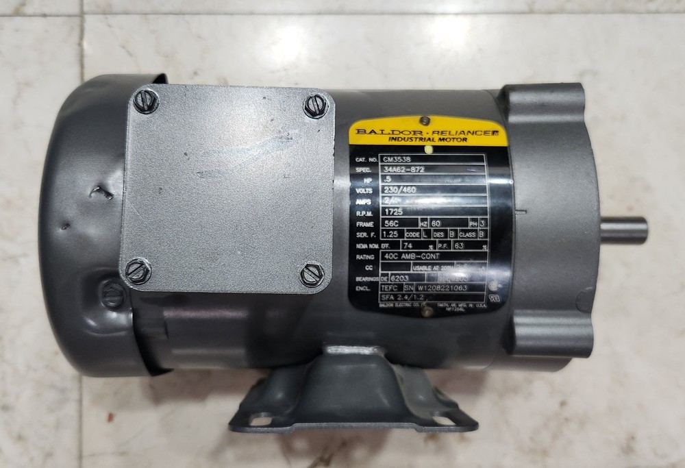 Baldor Reliance Industrial Motor CM3538 0.5 HP 3-Phase 56C Frame – READ…