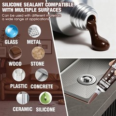 Brown Silicone Caulk Kit: 1 Refill + 9 Packs, Shrink & Crack Proof, Waterproof