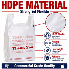 Bags 1/6 Large 21 x 6.5 x 11.5 “Thank You” T-Shirt Plastic Grocery Shopping 0.48