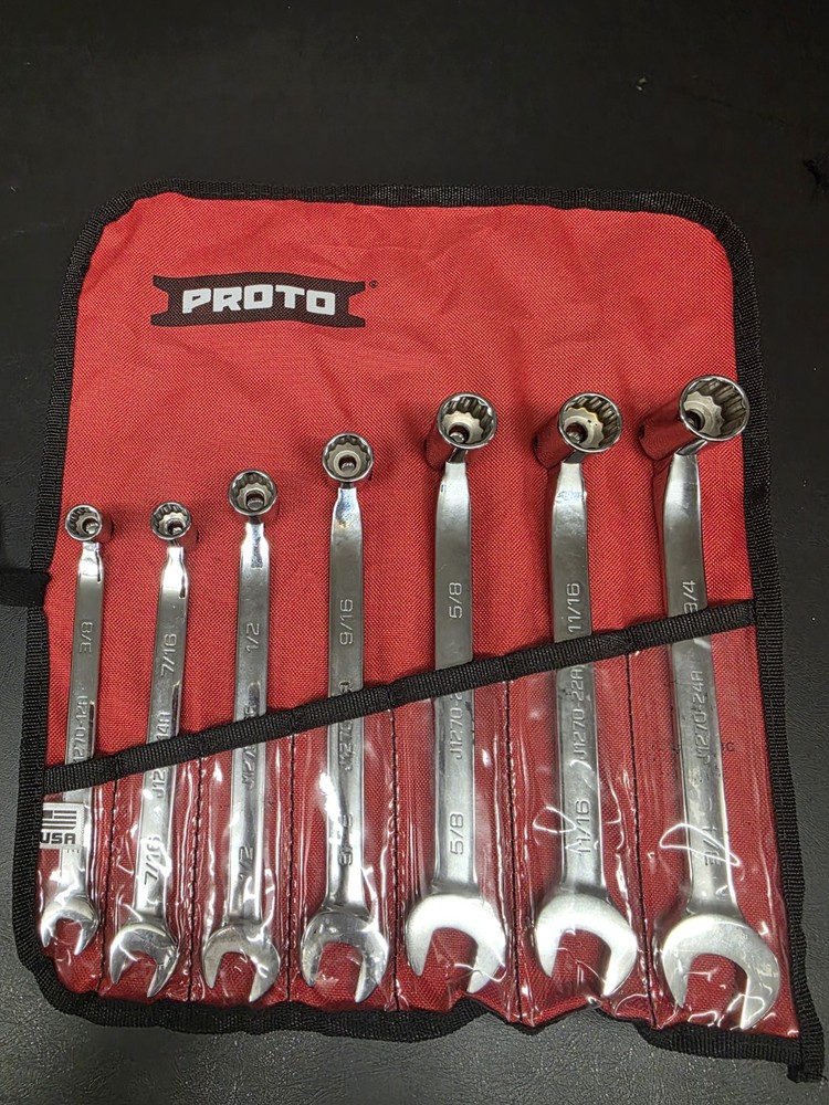 Proto J1270A 7 Piece 12 Point Satin Finish Alloy Steel Flex Head Wrench Set