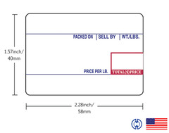 CAS LST-8010 Printing Scale Label, 58 x 40 mm, UPC 36 Rolls Per Case Box