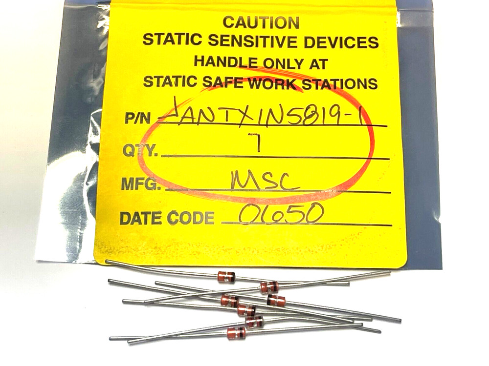 (6 PIECE LOT) JANTX1N5819-1, MICROSEMI, DIODE SCHOTTKY 45V 1A DO204AL