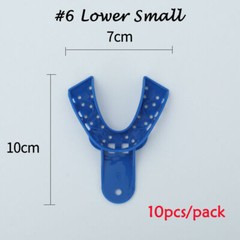2/10Pcs Dental Plastic-Steel Impression Trays Blue Materials Upper+Lower L M S