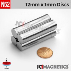 12mm x 1mm 1/2″x 1/32″ N52 Strong Disc Rare Earth Neodymium thin Magnet 12x1mm