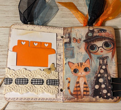 Junk Journal Handmade Booklet Book Vintage “Cats and Girls” Pockets, Ephemera