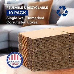 BOX USA Moving Boxes Medium 18″L x 14″W x 12″H 10-Pack | Corrugated Cardboard Bo