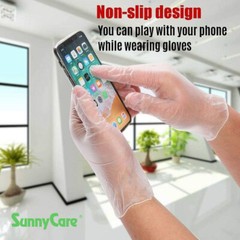 SunnyCare #7803 Vinyl Disposable Gloves Powder Free (Latex Nitrile Free) Large