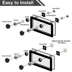 License Plate Screws Kits, Stainless Steel Anti Theft Mounting M6, Silver