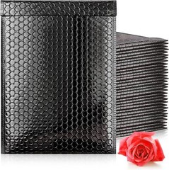 Black Metallic Glamour Mailers Bubble Envelopes #0 6×10 Inches Pack of 25 Pieces
