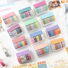 20 Rolls Cute Washi Tape Set Kawaii Basic Patterns Masking Decorative Tapes f…