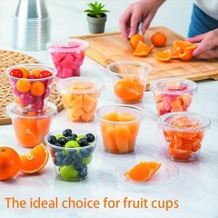 50 Sets 9 Oz Clear Disposable Plastic Portion Cups With Lids, Disposable Cups…