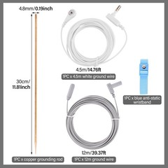 Grounding Rod with 40ft Wire, Portable for Grey and white