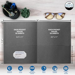 Two-Pocket Folders, Dark Gray Color, 25-Pack, Textured Paper, Matte Finish, L…