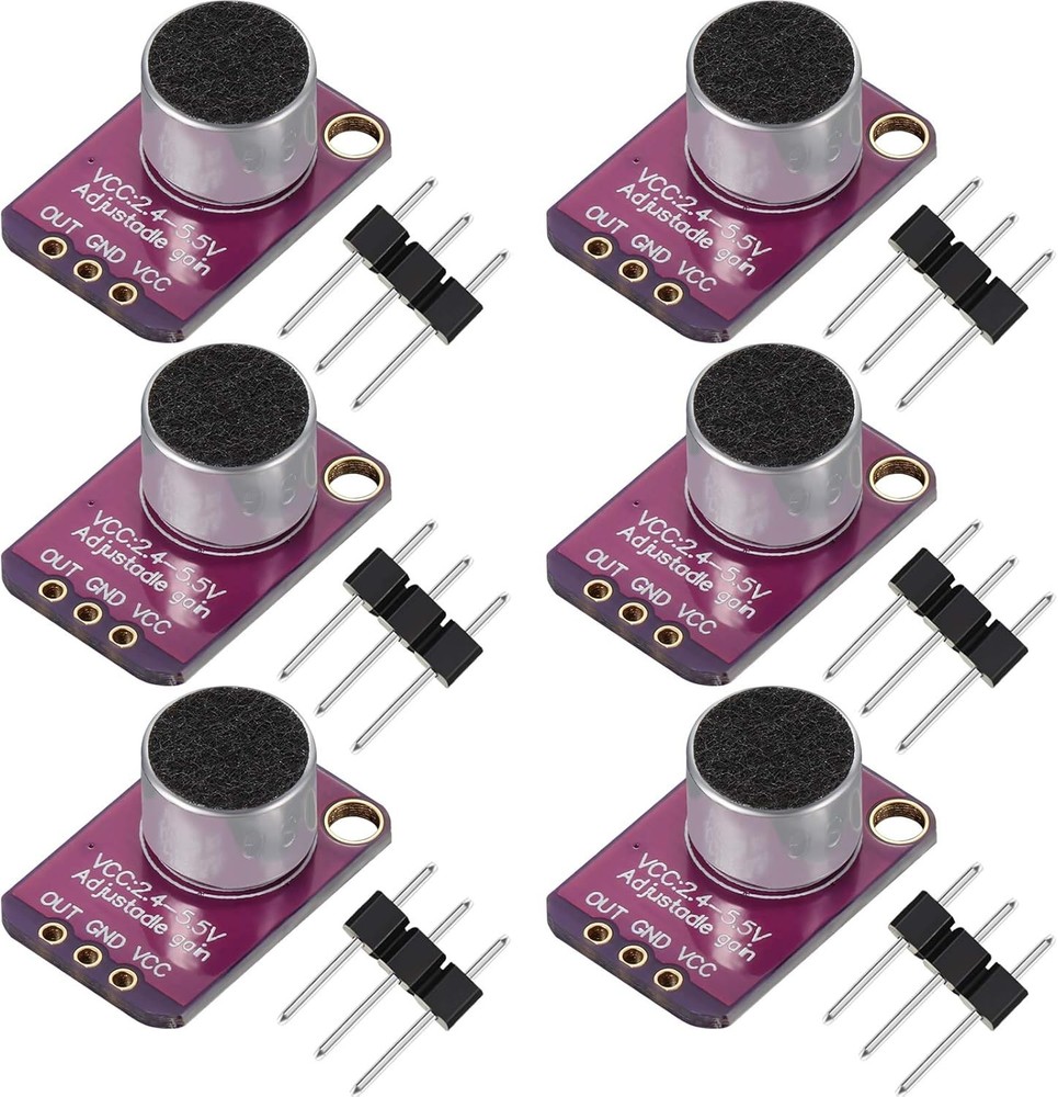 6 Pieces Electret Microphone Amplifier Module MAX4466 Adjustable Gain Blue…