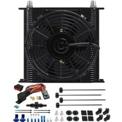 40 ROW ENGINE TRANS-MISSION OIL COOLER ELECTRIC FAN HOSE ADAPTER TEMP SWITCH KIT