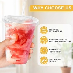Clawsoff 16oz 500 Ct Clear Cups Lids Straws