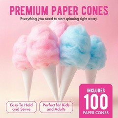 Cotton Candy Floss Sugar (3-Pack) Includes 100 Premium Cones (3-Pack 46oz wit…