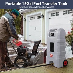 Portable 15 Gas Fuel Tank with Casters, Wheeled Utility Fuel Tank Gallon