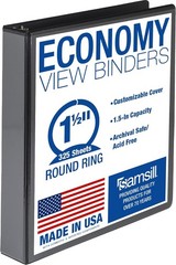 Sleek Black 1.5” 3 Ring Binder – 325 Sheets, Eco-Friendly, Clear View Finish