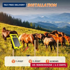 24 Hour Solar Electric Fence Charger, 20 Miles, Up to 10200v Output Range Electr