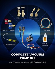 OMT 4CFM Vacuum Pump HVAC Refrigeration AC Manifold Gauge Set Leak Detector Bag