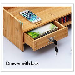 Wooden Desk Organizer with Drawers Office Supplies Computer Desktop Tabletop