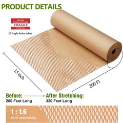 Rollo de envoltura acolchada de nido de abeja de 12″ x 35′ para envíos mudanzas