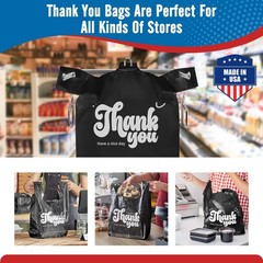 2000 Black Thank You T-Shirt Bags 12″ x 6.5″ x 21″ Plastic Grocery Shopping Bags