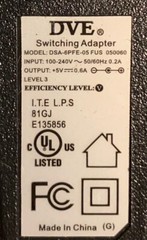 DVE Switching Adapter DSA-6PFE-05FUS, output 12V, 0.6A *NEW* free shipping