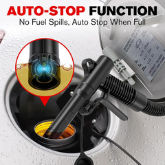Fuel Transfer Pump with Auto-Stop, 3.8 GPM, 71″ Hose, Gas Can Fuel Pump with 4 A