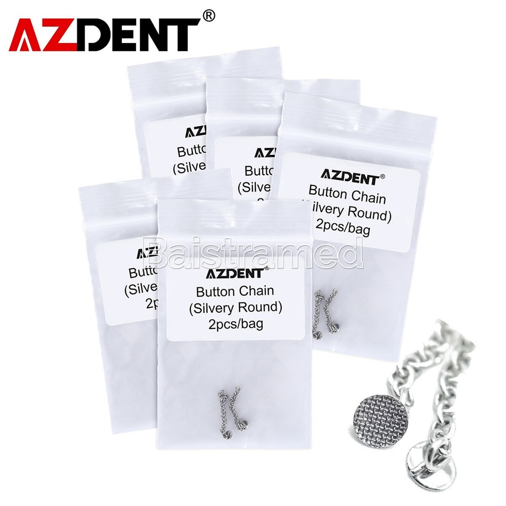 5 Bags Dental Orthodontic Traction Chain Silver Round Button with Chain AZDENT
