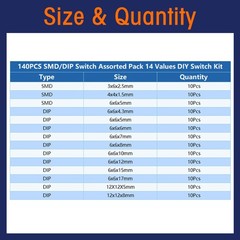 125/140PC Micro Momentary Tactile Switch SMD & DIP Touch Push Button Tact Switch