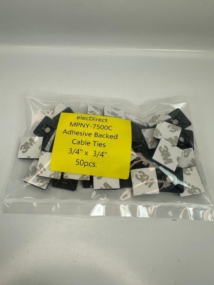 elecDirect MPNY-7500C Adhesive Backed Cable Ties 3/4″ x 3/4″ 50pcs 3M