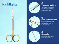 Scissors Surgical 5.5″ Curved Gold Plated Handle Tungsten Carbide ARTMAN