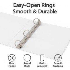 TOPS 3 Ring Non-Stick View Binder, 1″ Round Ring, White, 6 ct – TOP91125