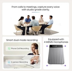 Plaud Note Pro AI Note Taker Voice Recorder 64GB Silver PN0300 Wireless v5.4