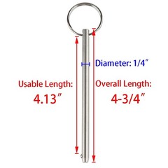 2 Pack Long Quick Release Pin, Diameter 1/4″(6.3mm), Overall Length 4-3/4″(120mm