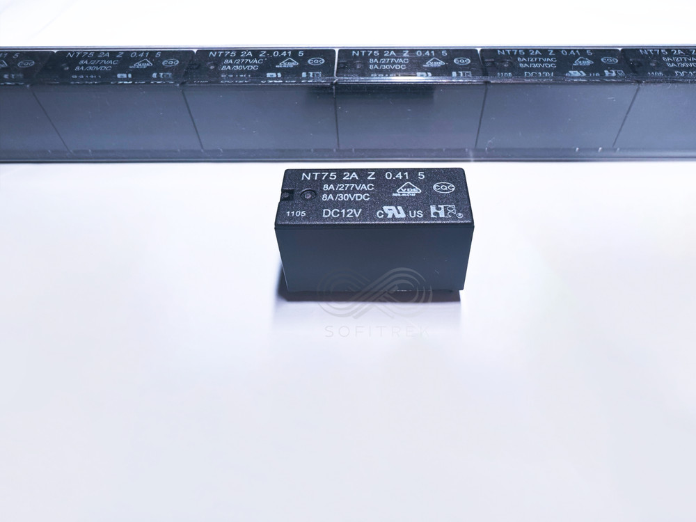 2PCS NT75 2A Z 0.41 5 DC12V NF PCB Relay 12VDC DPST-NO 8A 0.41W 5mm 6-Pin