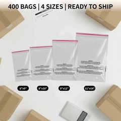 Clear Bags Resealable with Suffocation Warning Poly OPP Cello Merchandise Bags