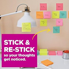 Post-it 654 Sticky / Super Sticky Notes, 5 Pads, 3 in x 3 in (76 mm x 76 mm)