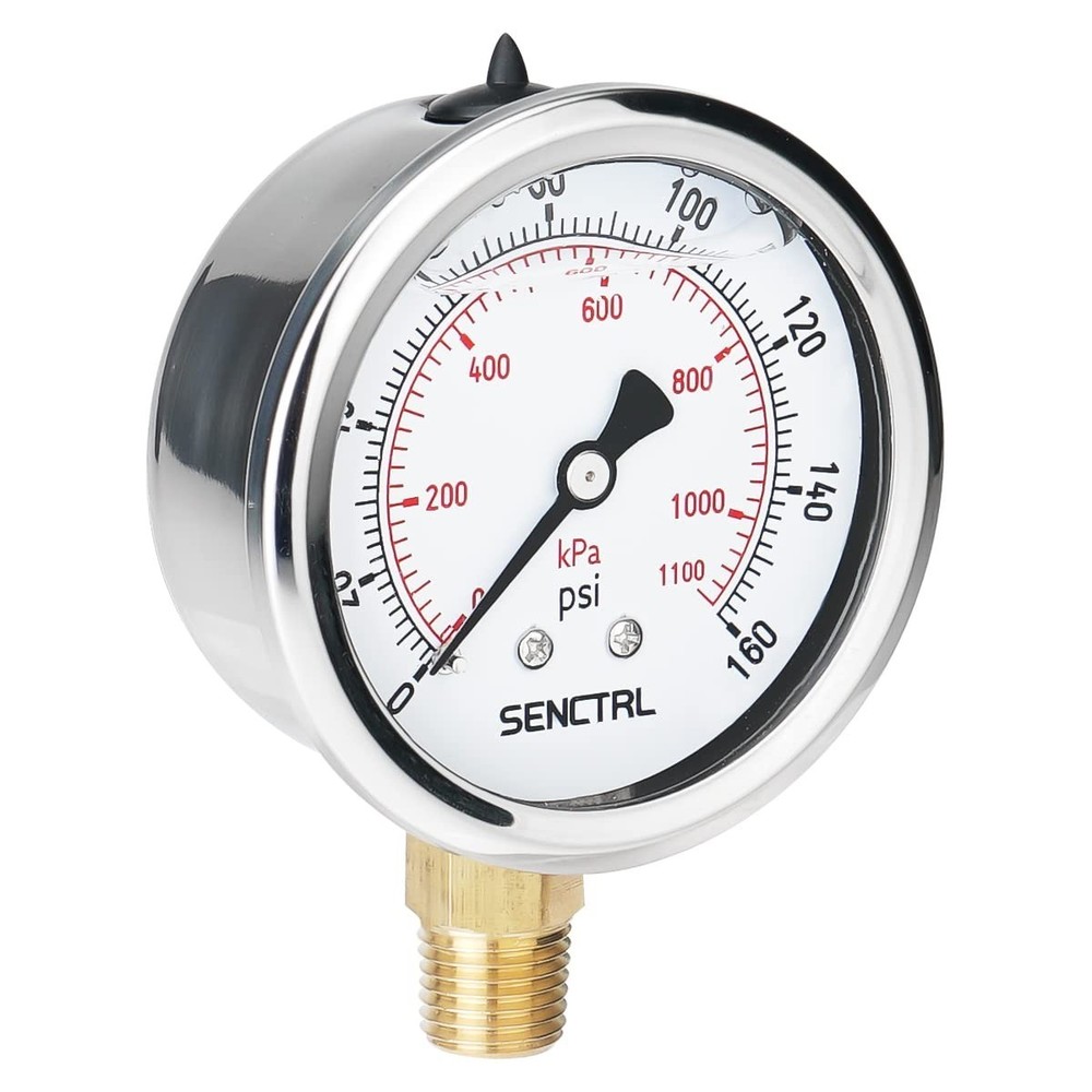 160 PSI Lead-Free Glycerin-Filled Low Pressure Gauge for Safe Water Testing